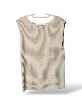 ZARA Viscose Polyester Blend Rib Knit Sleeveless Tank All Over Sparkle Sequins